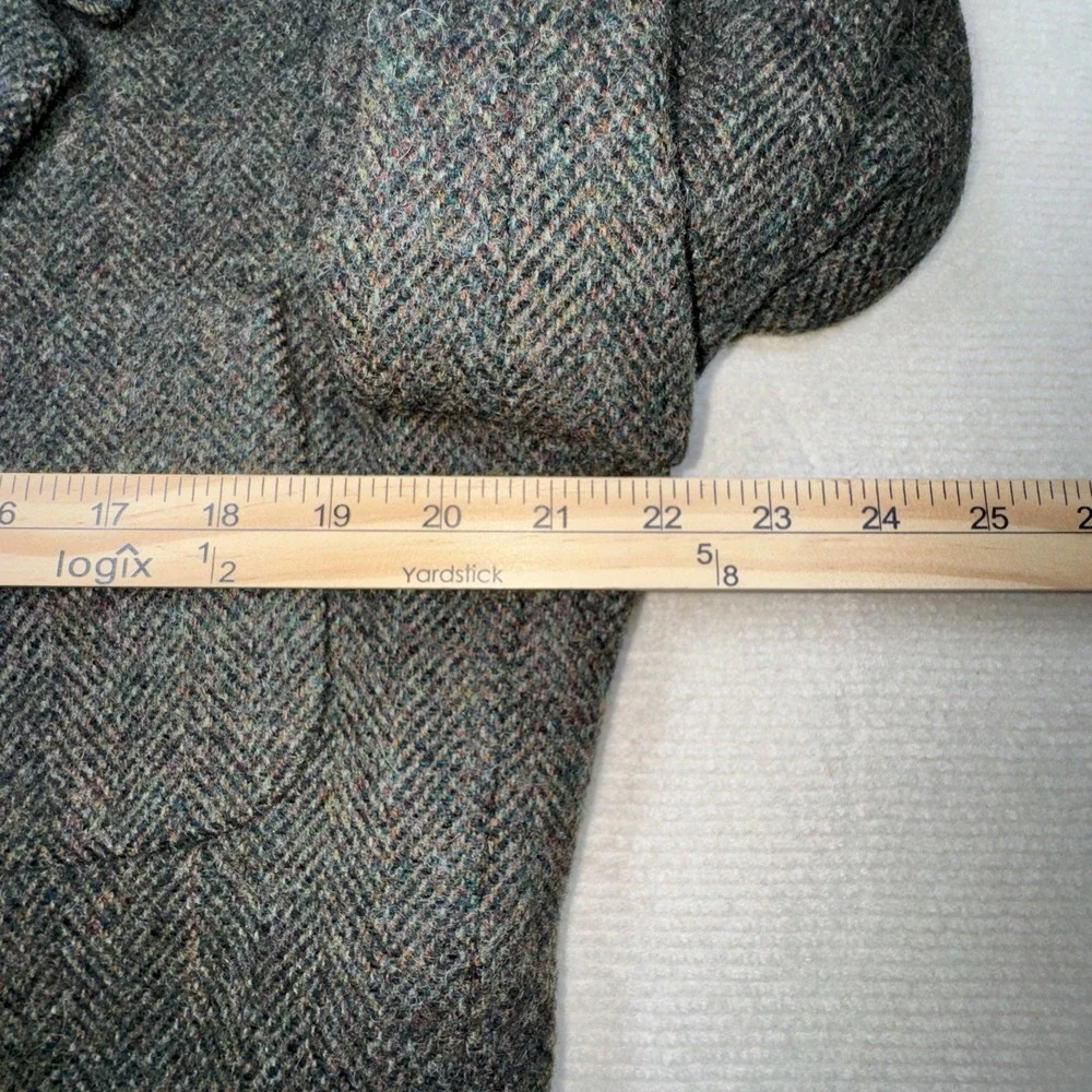 LL‎ Bean Blazer Mens Large Regular Green Wool Herringbone Thinsulate USA Made